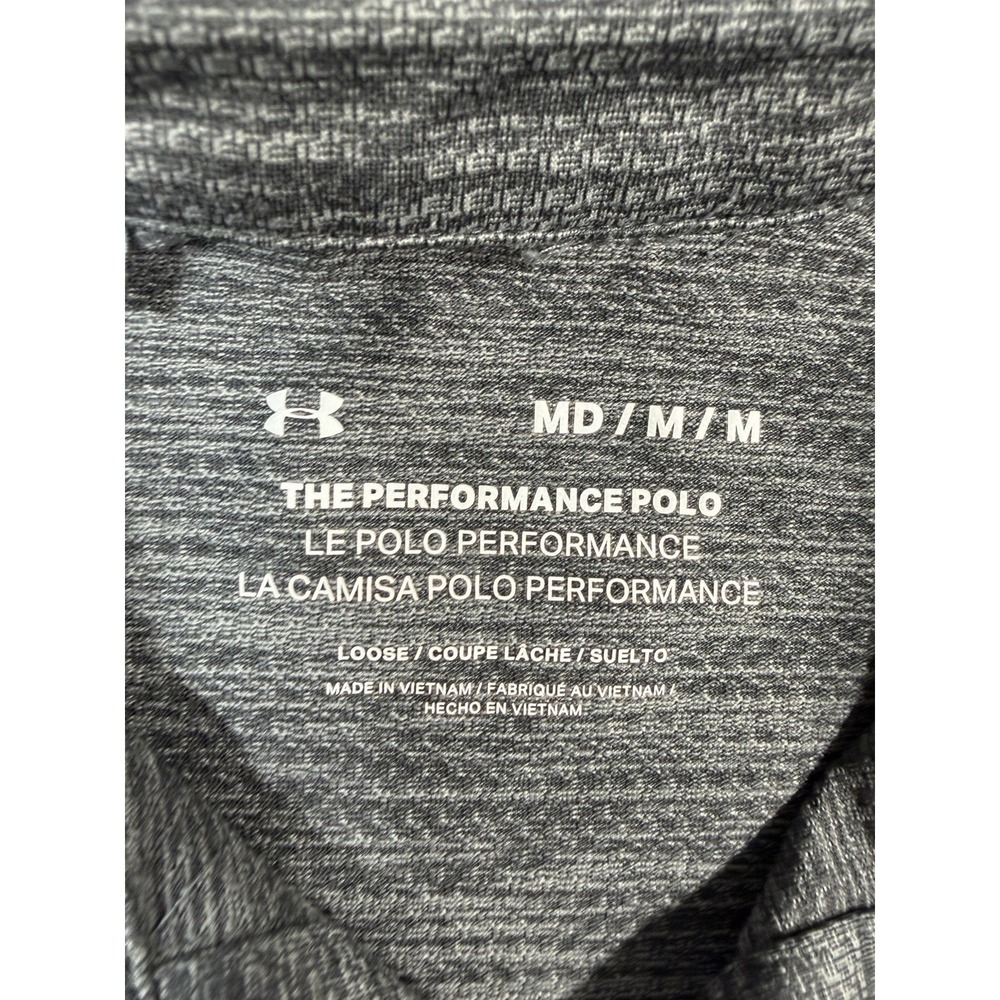Under Armour Performance Polo Mens Medium Gray Long Sleeve Loose Fit Golf - Picture 3 of 8